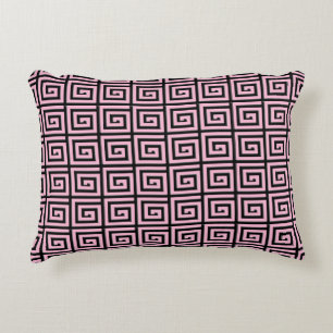 Coussins Décoratifs Design de clé grecque - rose et noir