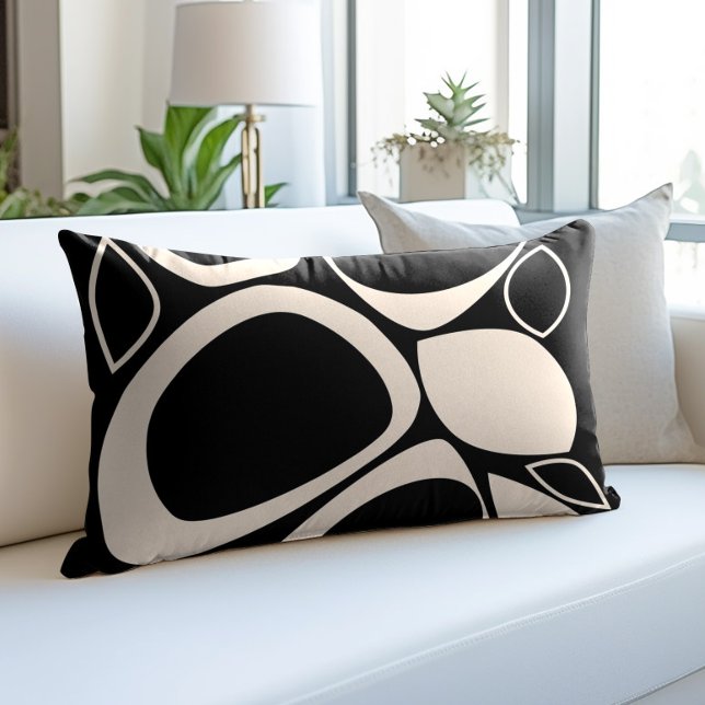 Coussins Décoratifs Design moderne Black Cream Abstrait Motif (Créateur téléchargé)