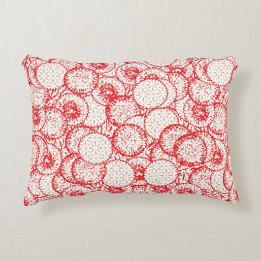 Coussins Décoratifs Design textile complexe avec rouge, or et (Devant)