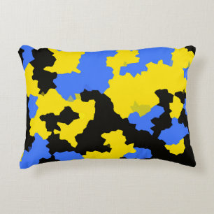 Coussins Décoratifs Dessin abstrait bleu jaune noir