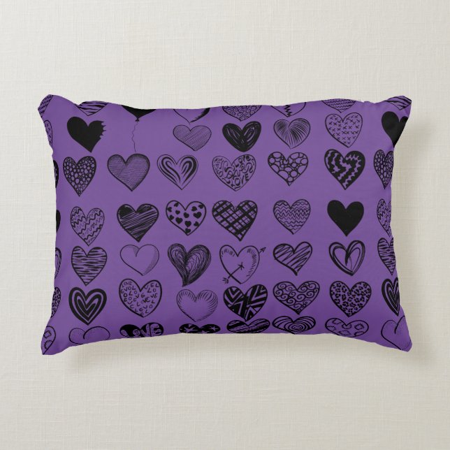 Coussins Décoratifs Dessin adorable de Black Heart Scribble (Devant)