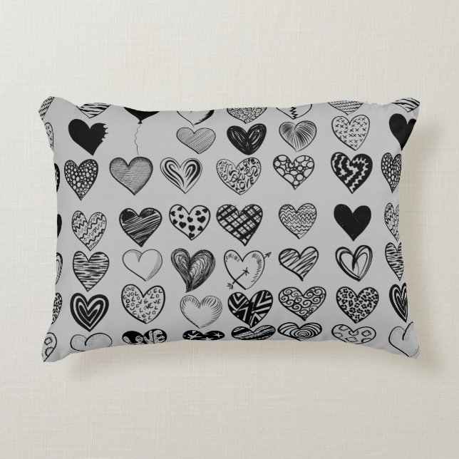 Coussins Décoratifs Dessin adorable de Black Heart Scribble (Devant)