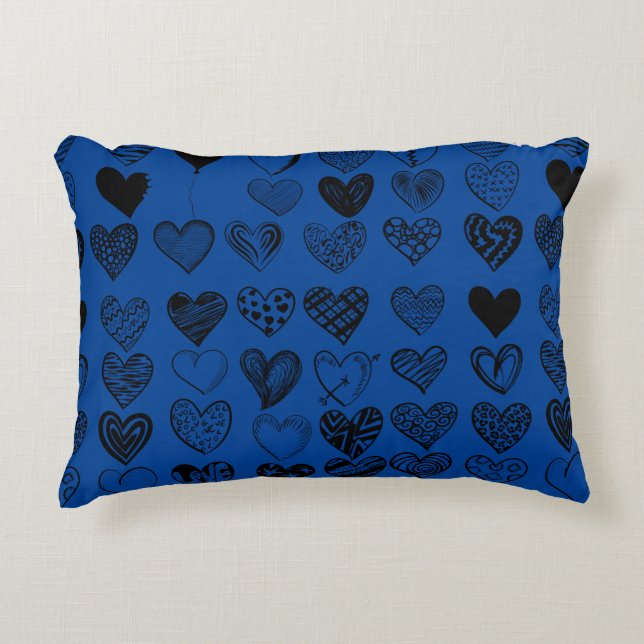 Coussins Décoratifs Dessin adorable de Black Heart Scribble (Devant)
