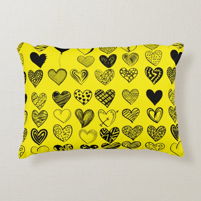 Coussins Décoratifs Dessin adorable de Black Heart Scribble (Devant)