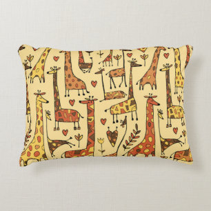 Coussins Décoratifs Dessin De Giraffe, Amusant Design Sans Fil.
