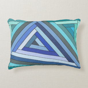 Coussins Décoratifs Dessin géométrique triangulaire bleu peint à la ma