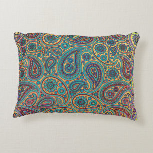 Coussins Décoratifs dessin Paisley turquoise