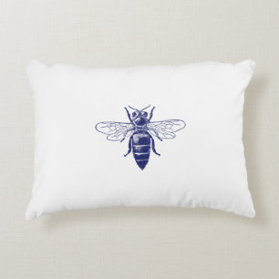 Coussins Décoratifs Dessin vintage de reine abeille en bleu