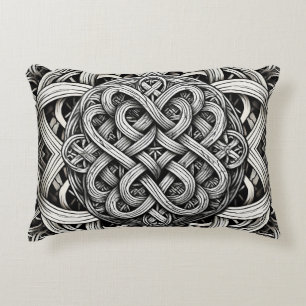 Coussins Décoratifs Détaillierte Schwarz-Weißer keltischer Knoten 0001