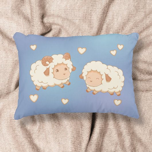 Coussins Décoratifs Deux mignons petits moutons Motif sur bleu