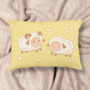 Coussins Décoratifs Deux mignons petits moutons Motif sur Jaune