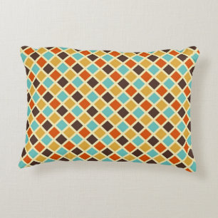 Coussins Décoratifs Diamant Damier Bleu Jaune Rouge Couleurs Rétro