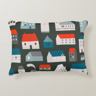 Coussins Décoratifs Diverses petites maisons minuscules. Style coupé e