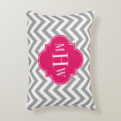 Coussins Décoratifs Dk Grey Lg Chevron Raspberry Quatrefoil 3 Monogram (Devant(Vertical))