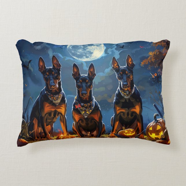 Coussins Décoratifs Doberman Halloween Éffrayant (Devant)