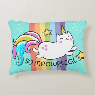 Coussins Décoratifs Donc Meowgical Cute Unicorn kitty parties scintill