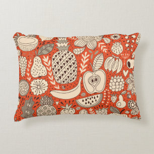 Coussins Décoratifs Doodle de fruits d'été Vintage