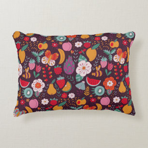 Coussins Décoratifs Doodles de fruits, décoration d'été dessinée à la