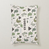 Coussins Décoratifs Doux Nom Personnalisé Dinosaure Vert Kaki (Devant(Vertical))