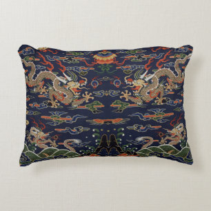Coussins Décoratifs Dragon Impérial d'Or & Nuages Auspices