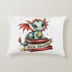 Coussins Décoratifs Dragon Mignonne Assis Sur Livre Dragon