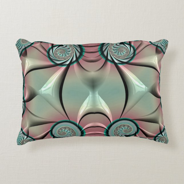 Coussins Décoratifs ~DRAGON WINGS Vert rose ~ Design fractal ~ (Devant)