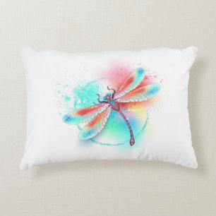 Coussins Décoratifs Dragonfly rouge sur l'arrière - plan aquarelle