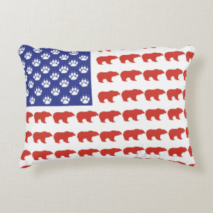 Coussins Décoratifs Drapeau américain composé d'ours Grizzly
