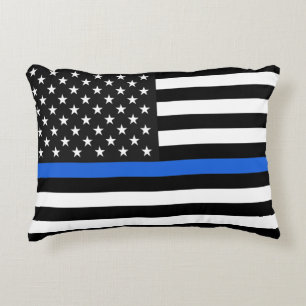 Coussins Décoratifs Drapeau américain mince de Blue Line
