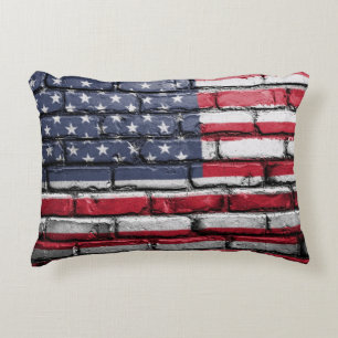 Coussins Décoratifs Drapeau américain patriotique sur le mur