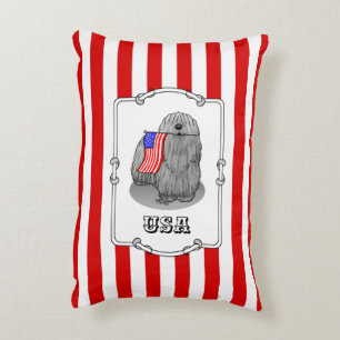 Coussins Décoratifs Drapeau américain patriotique USA Puli Dog (gris) 