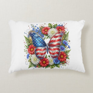 Coussins Décoratifs Drapeau Américain Rouge Blanc Bleu Papillon Floral