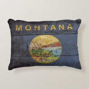 Coussins Décoratifs Drapeau de l'État du Montana sur le vieux grain d