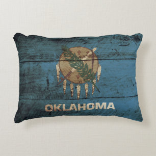 Coussins Décoratifs Drapeau d'état de l'Oklahoma sur le vieux grain en