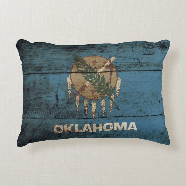 Coussins Décoratifs Drapeau d'état de l'Oklahoma sur le vieux grain en (Devant)