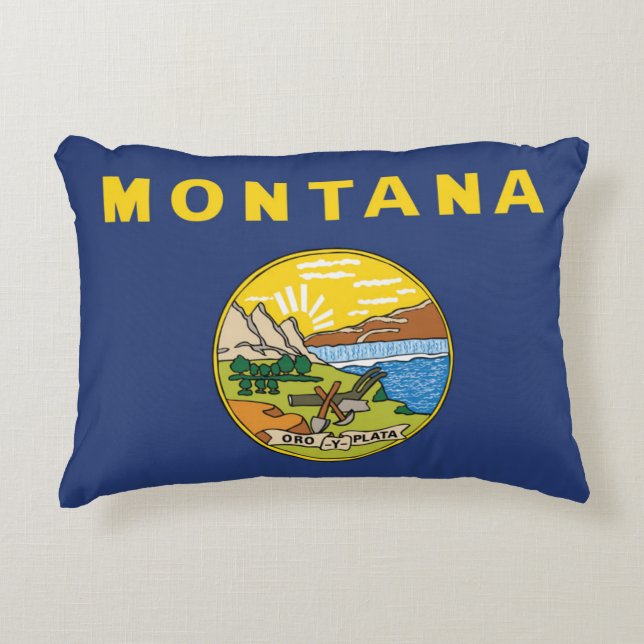 Coussins Décoratifs Drapeau d'État du Montana, États-Unis (Devant)
