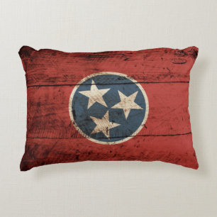 Coussins Décoratifs Drapeau d'état du Tennessee sur le vieux grain en
