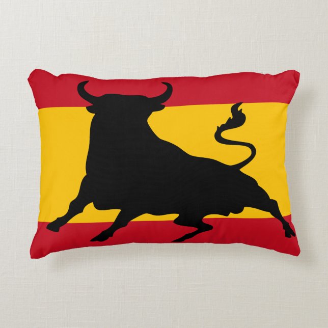 Coussins Décoratifs Drapeau espagnol avec taureau (Devant)