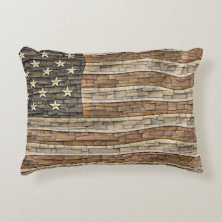 Coussins Décoratifs Drapeau vintage Patriotique USA sur mur de pierre