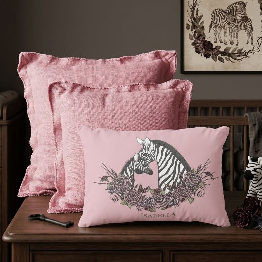 Coussins Décoratifs Dusty Pink Zebra Hand-Drawn Accent