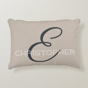 Coussins Décoratifs E Nom personnalisé initial Neutre Taupe Brun