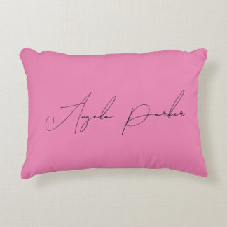 Coussins Décoratifs Écriture manuscrite Nom professionnel simple rose