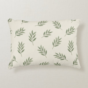 Coussins Décoratifs 🌿 Élégance de feuille botanique verte minimale 🌿