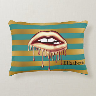 Coussins Décoratifs Élégant Chic Lèvres À Déchets Métalliques Sur Les 