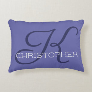 Coussins Décoratifs Élégant K Nom initial Blue Periwinkle