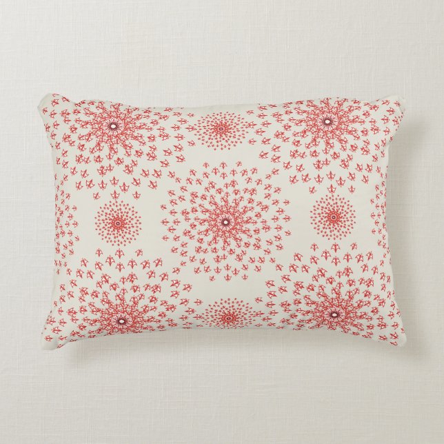 Coussins Décoratifs Elegant Red Mandala Geometric Bedroom & Home Texti (Devant)