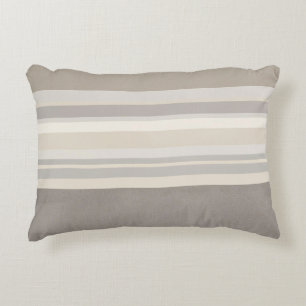 Coussins Décoratifs Élégant taupe crème et gris rayé de style ferme
