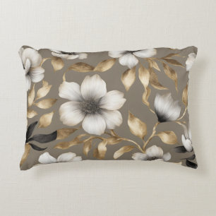 Coussins Décoratifs Élégant Taupe Or Blanc Floral