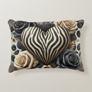 Coussins Décoratifs Elégant Zebra Print Heart & Rose