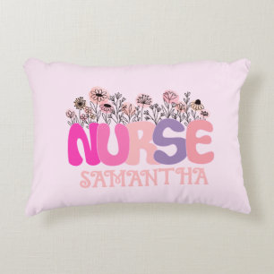 Coussins Décoratifs Élégante typographie "infirmière" avec florale vib